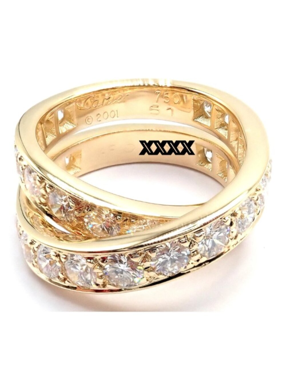 Authentic! Cartier 18k Yellow Gold Nouvelle Vague Diamond Band Ring Paper
